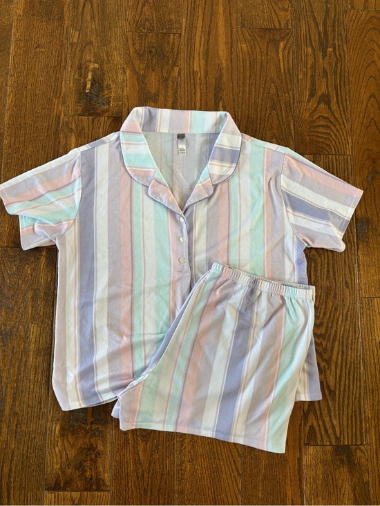 Pj Couture Other - Boutique Pastel Striped Pajama Set | Short Sleeve Top & Shorts | XL